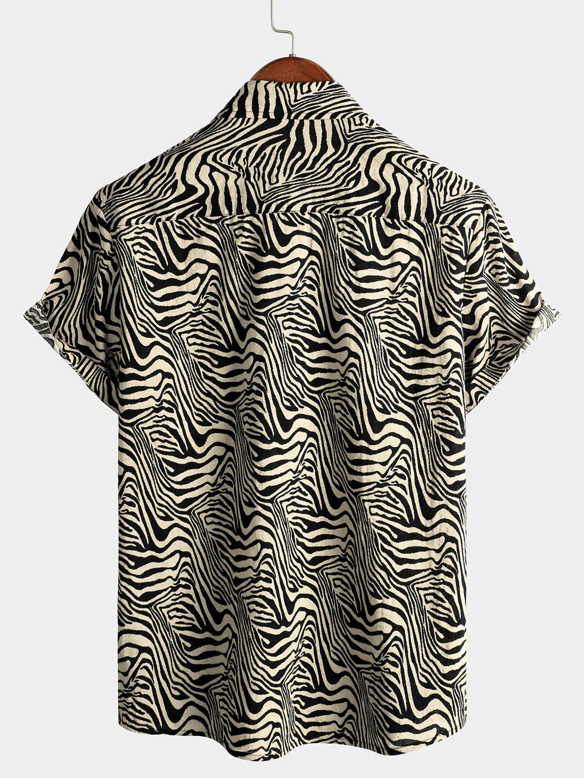 Men's Vintage Tiger Print Summer Button-Up Short Sleeve Shirt