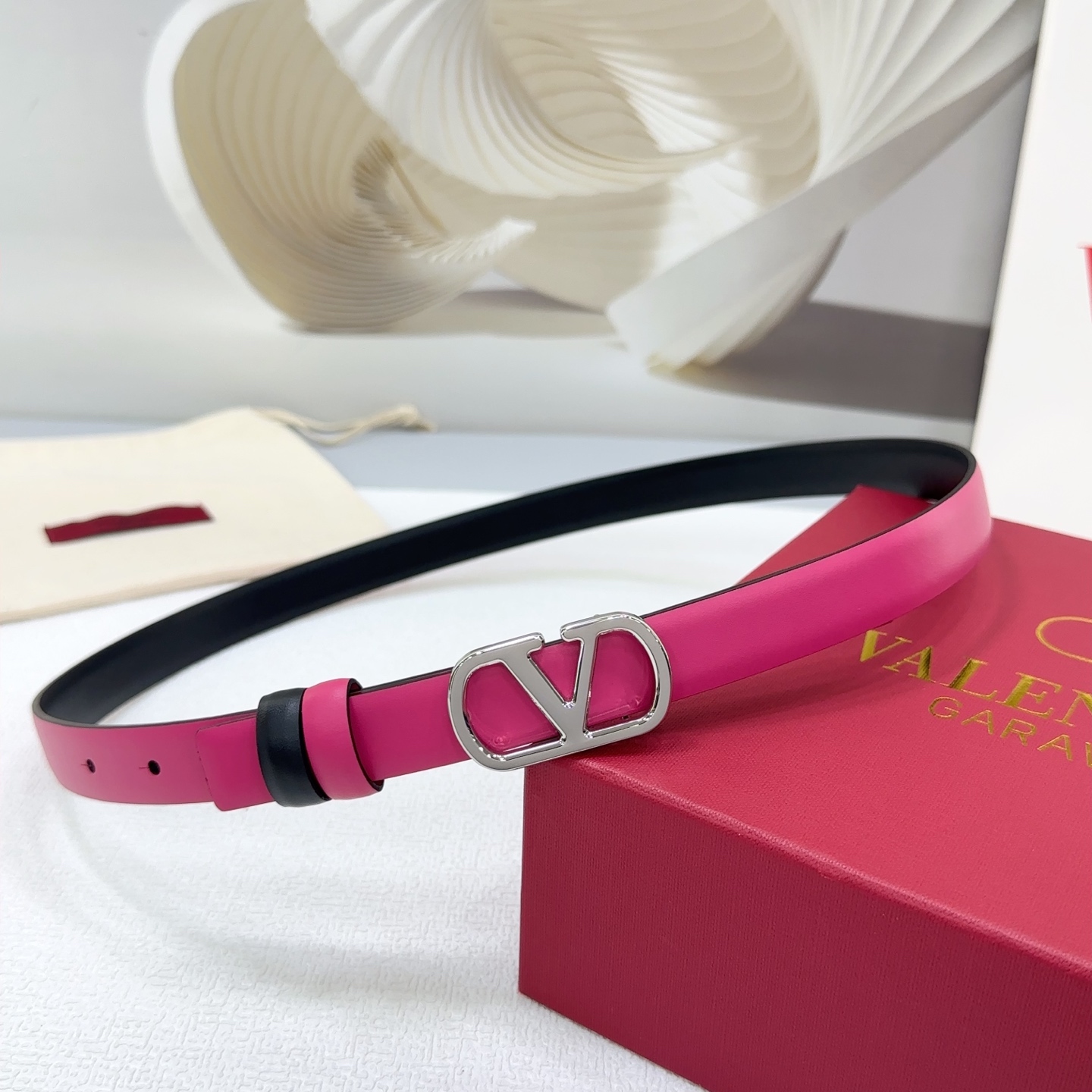 Valentino Reversible Leather Belt 2cm