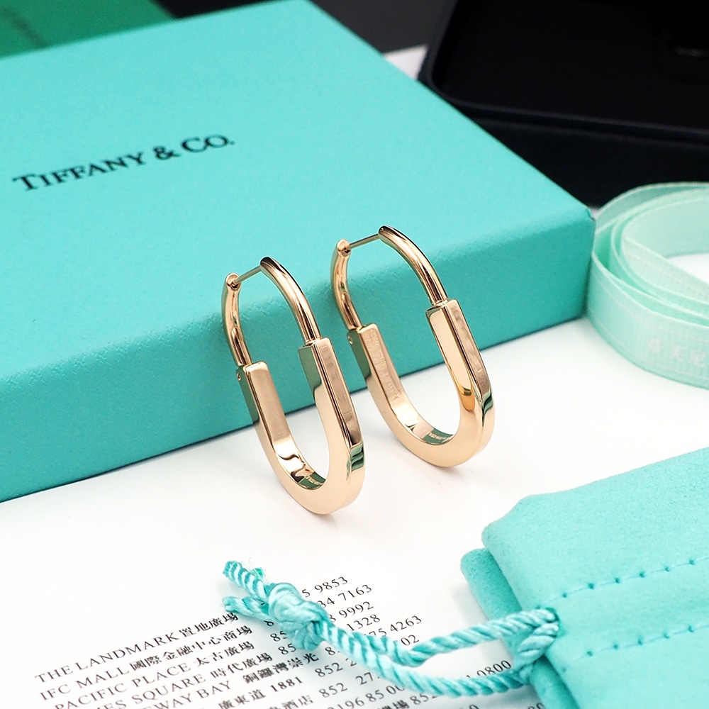 Tiffany Small  Lock Earrings-Pink gold