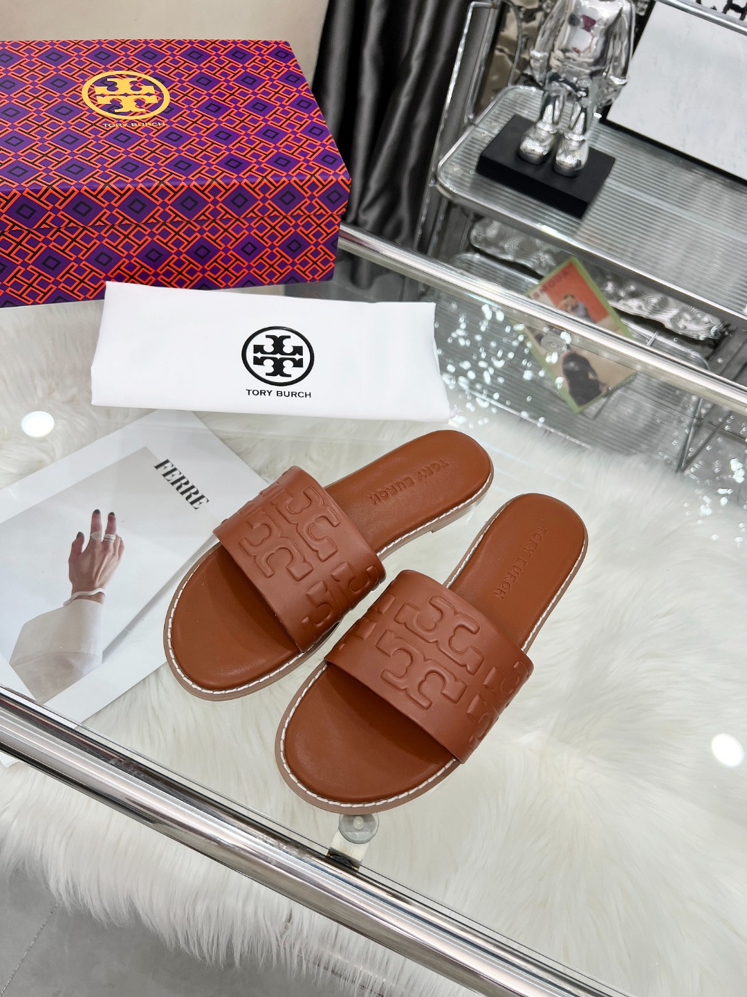 Tory Burch Flat leather Slide