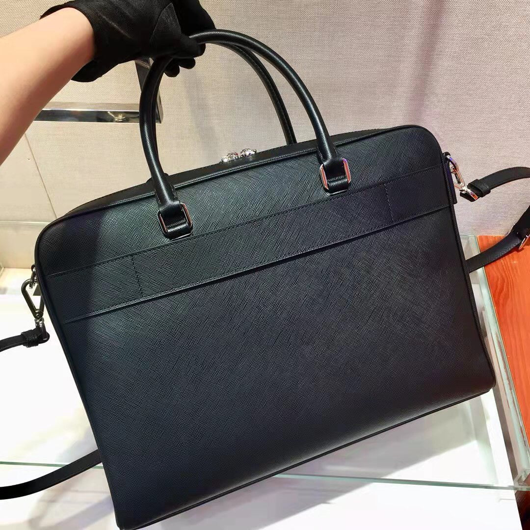 Prada  38 BRIEFCASE IN BLACK SAFFIANO LEATHER