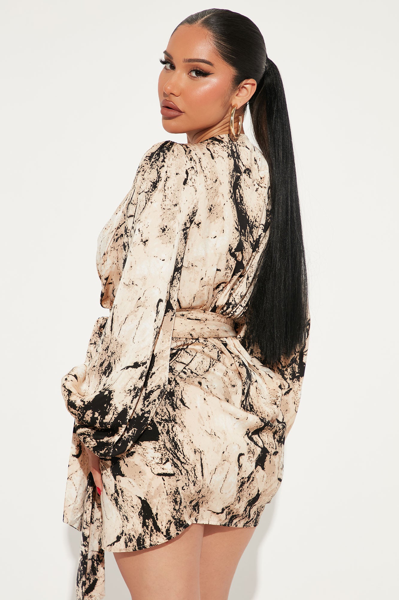 Mila Satin Mini Dress - Taupe/combo