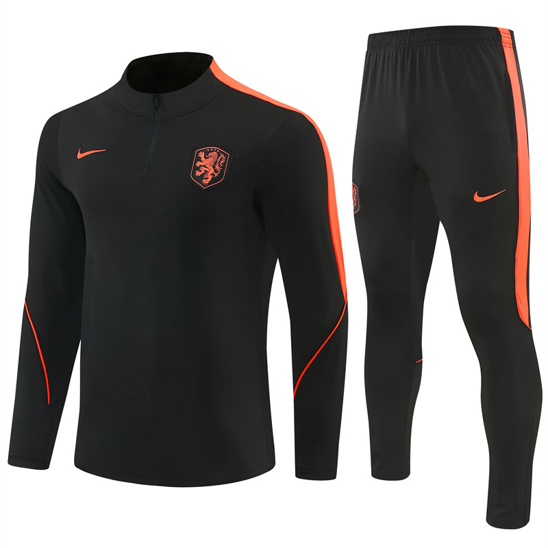 Adult/ Kids Netherlands 2627 Half Zippered Training Suit - Black