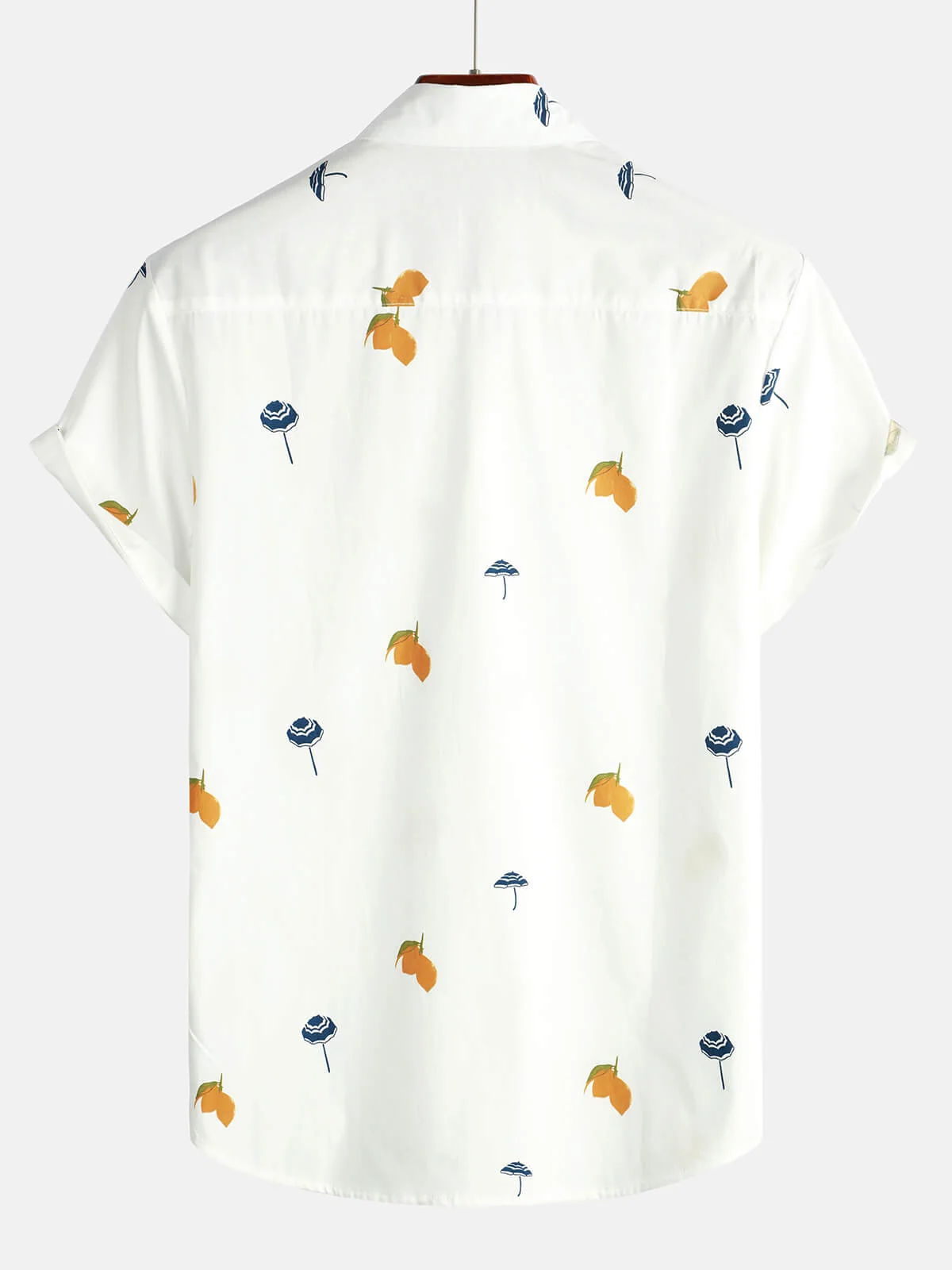 Men's White Cotton Hawaiian Short Sleeve Shirt