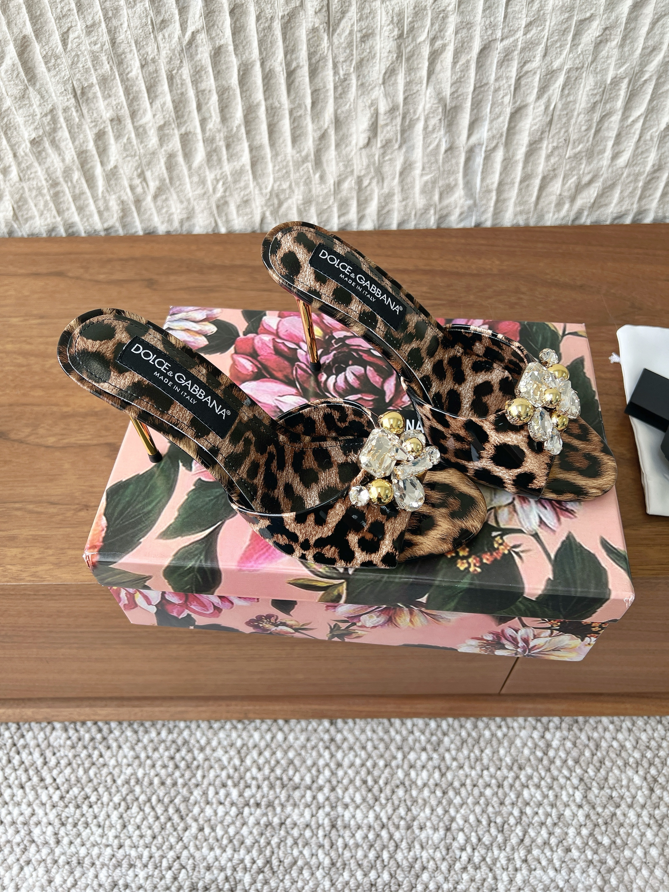 Dolce&Gabbana Crystal Shiny Leather Heeled Slide