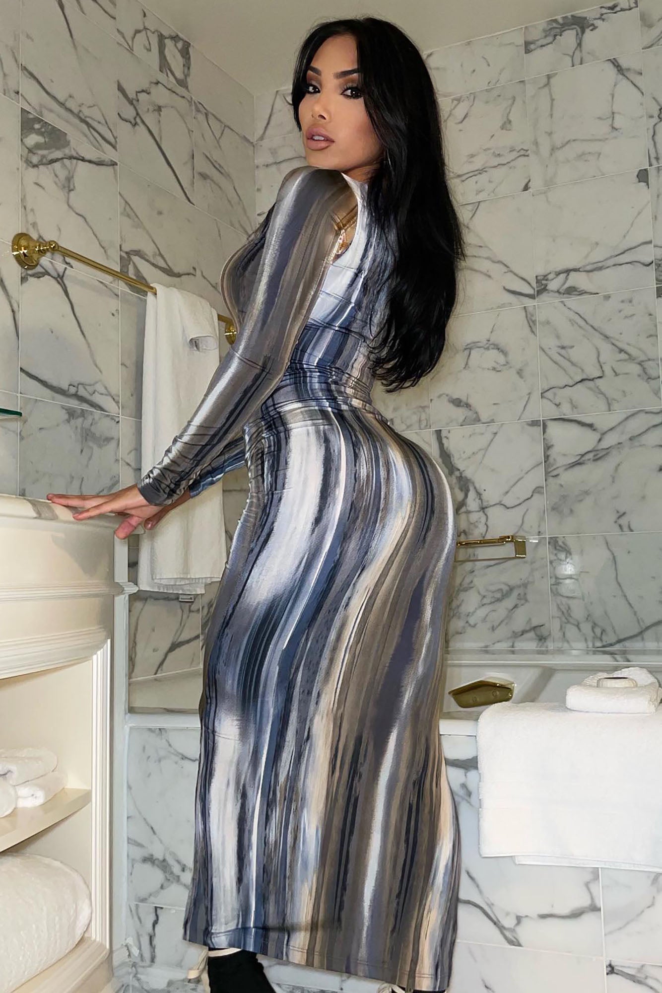 Portrait Of Our Love Dress - Grey Multi