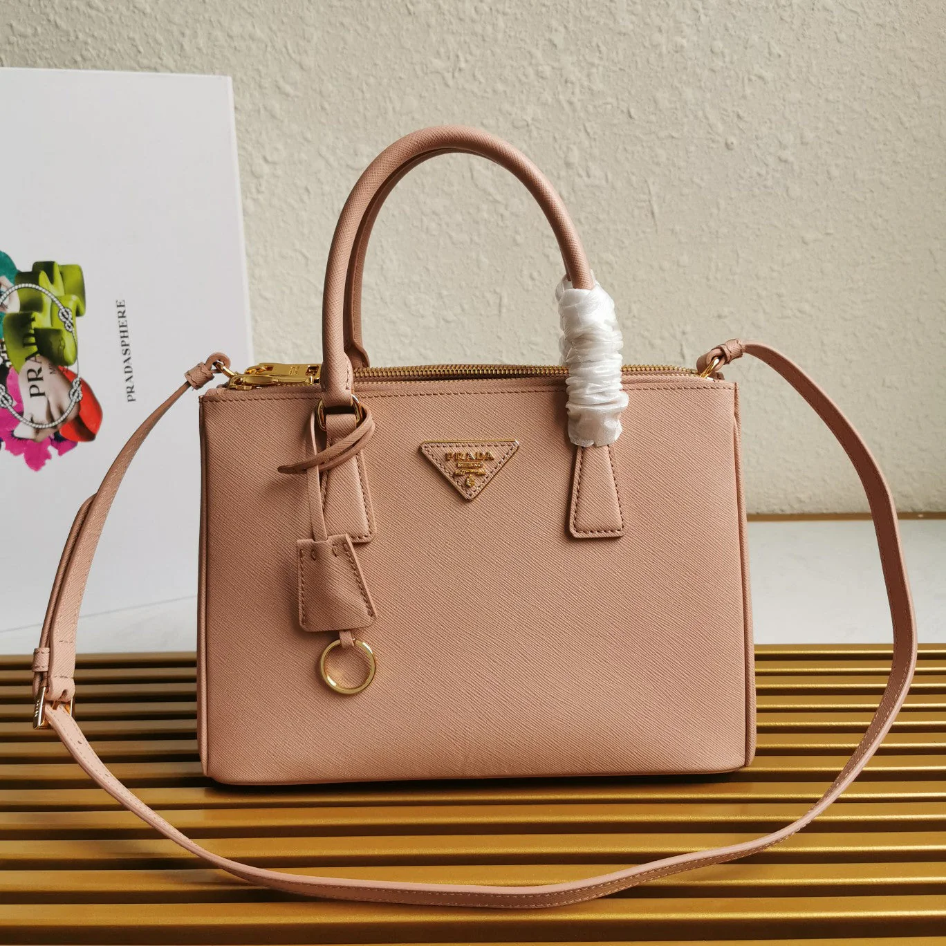 Prada MEDIUM GALLERIA 28 BEIGE SAFFIANO LEATHER
