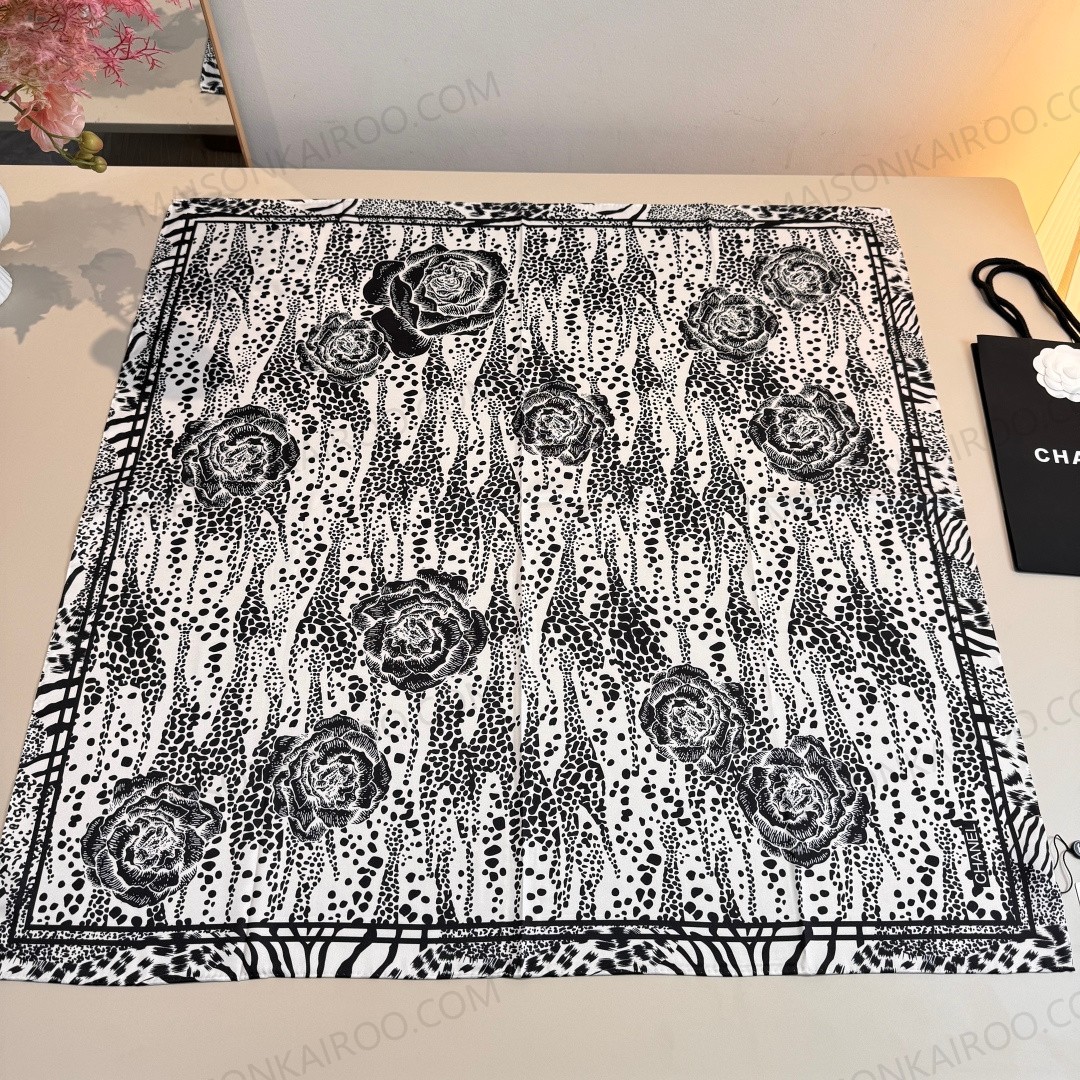Chanel Camellia Sketch 90 Square Scarf - KAIROO
