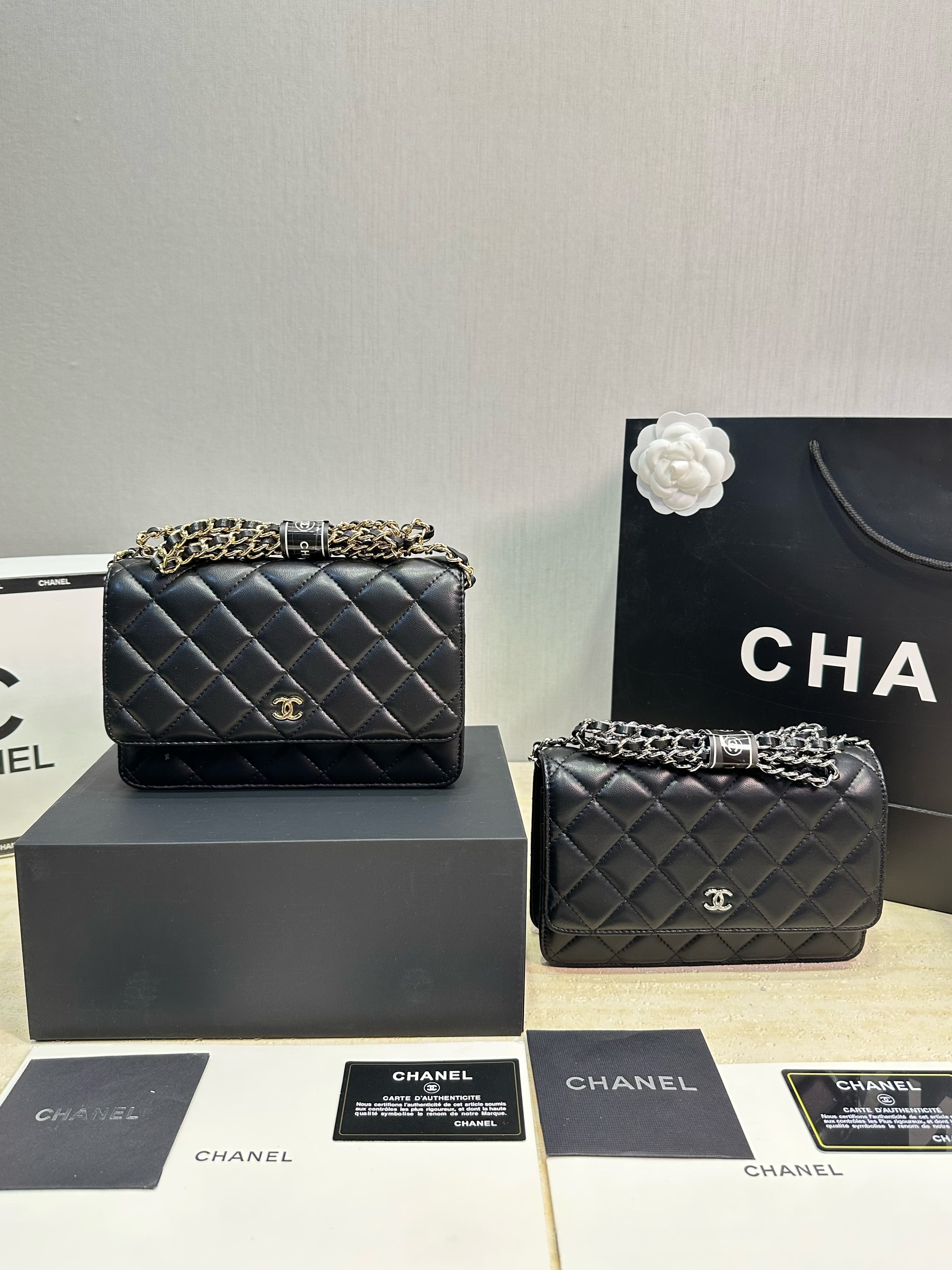 Chanel CF WOC 19CM Mag Closure Smooth Quilted Leather Flap Wallet On Chain Shoulder Bag - KAIROO