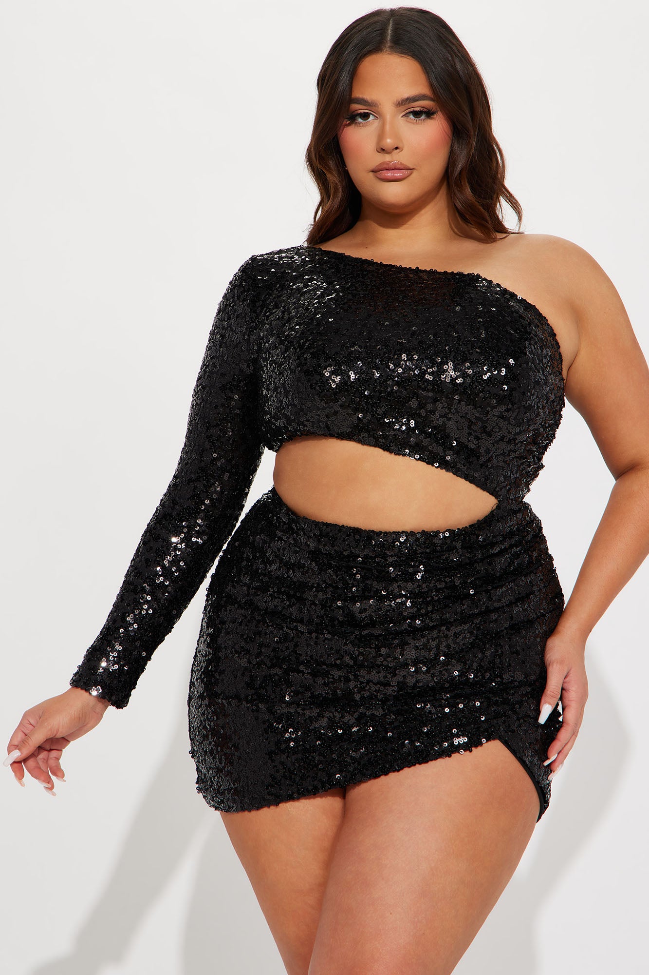 Brie Sequin Mini Dress - Black
