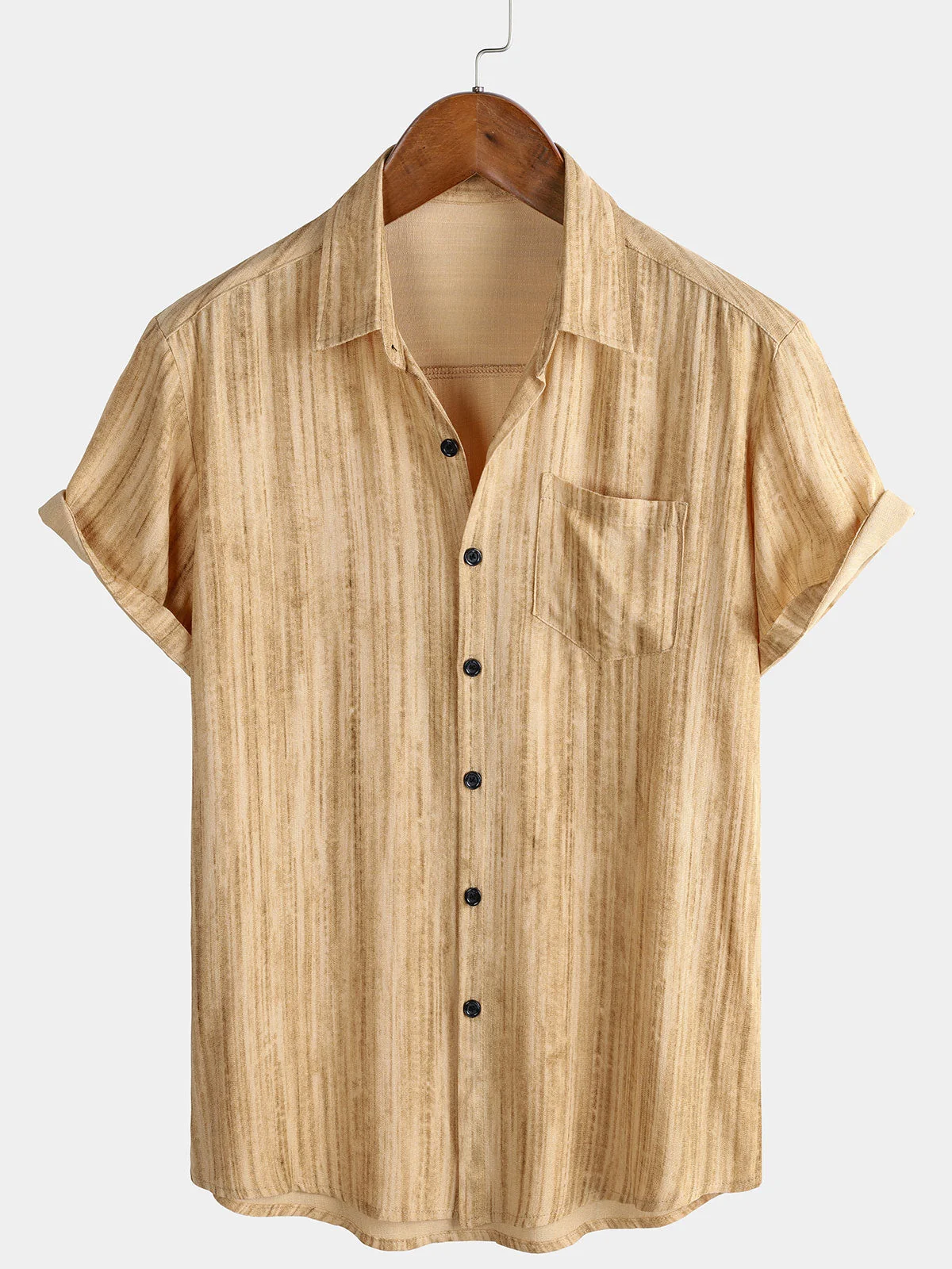 Men's Khaki Breathable Pocket Short Sleeve Shirt