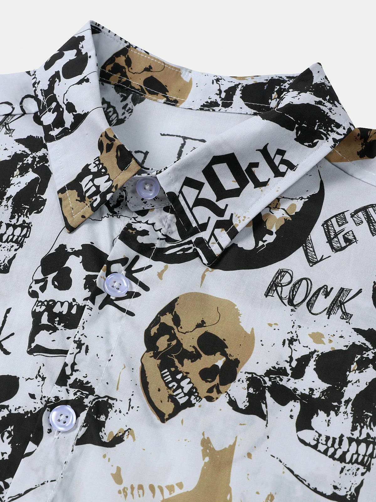 Men's White Skull Rock Hawaiian Shirt