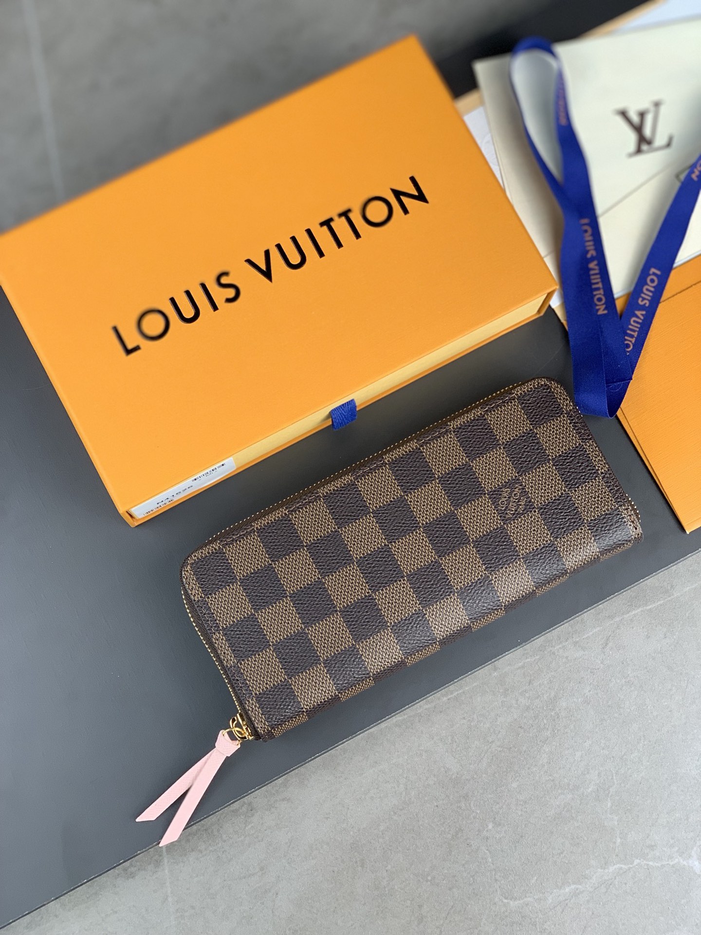 N60534 LV Clemence Wallet Damier Ebene Canvass-Pink