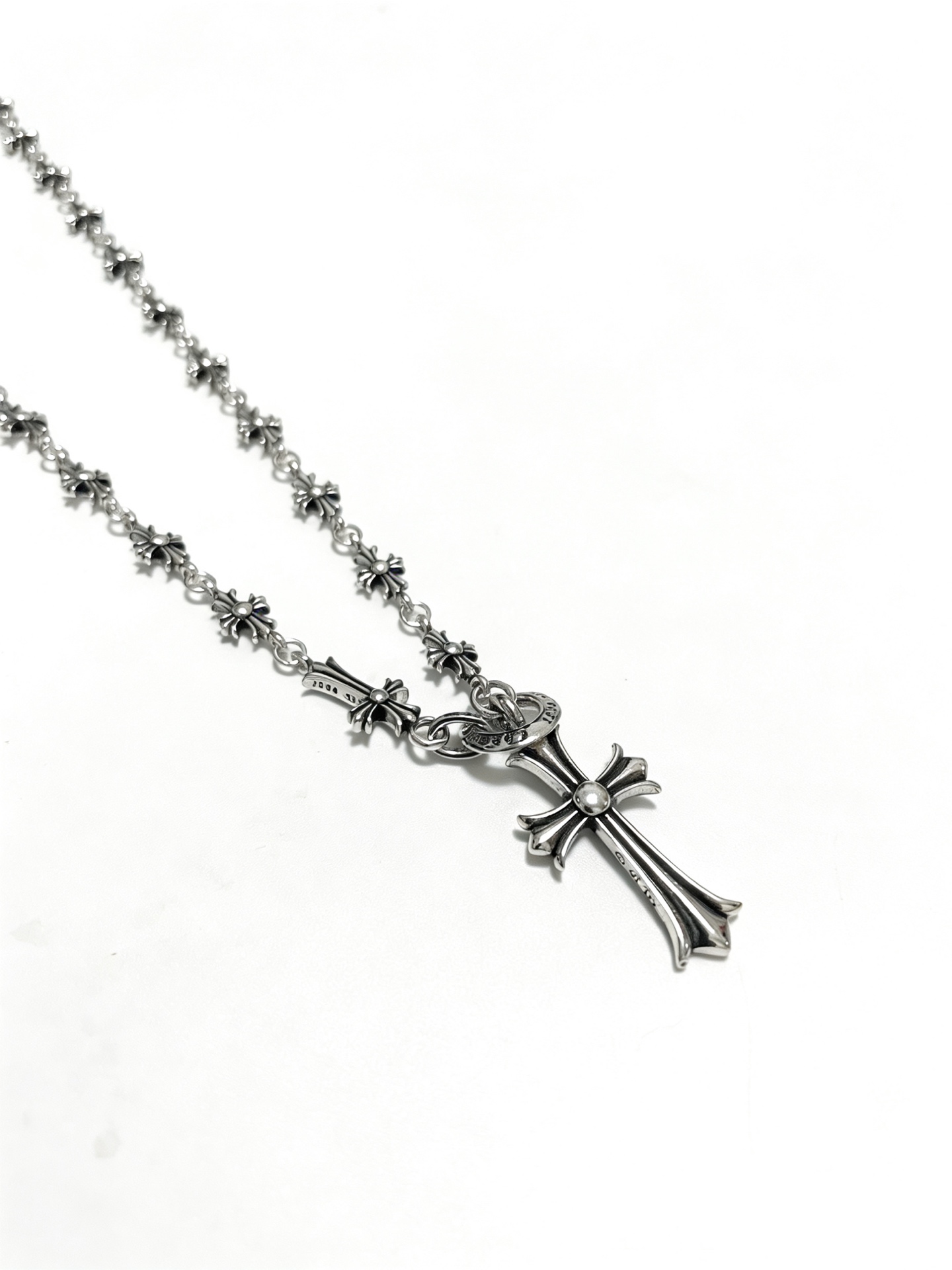 Chrome Hearts Oxidized Silver Unisex Necklace 60cm