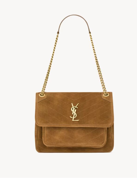Saint Laurent Caramel Suede Leather Medium Niki Bag