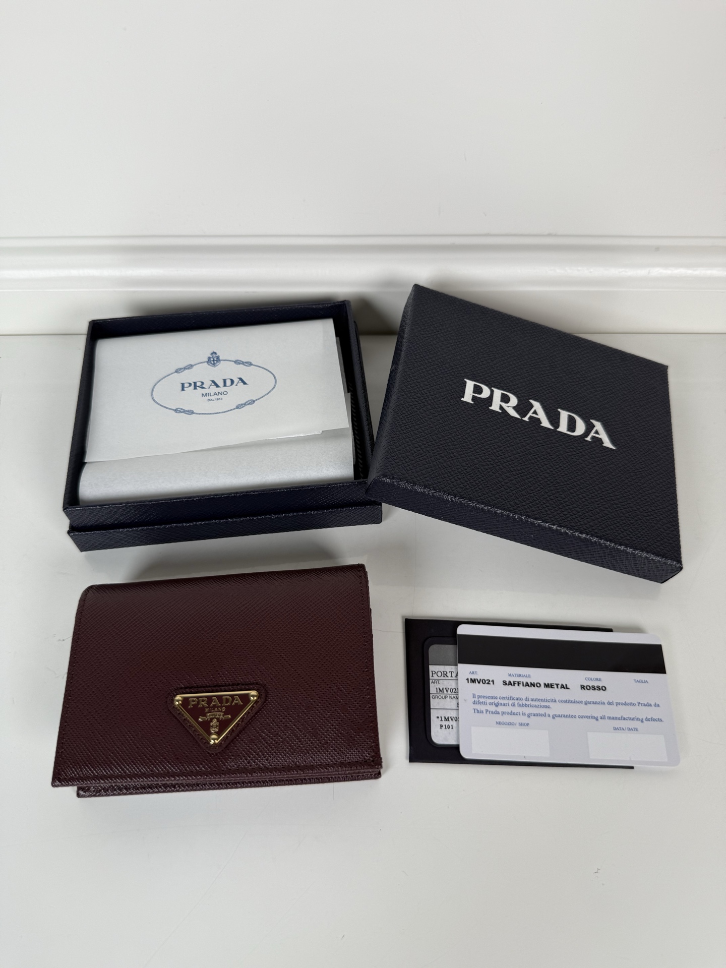 Prada Saffiano Small Wallet-Burgundy