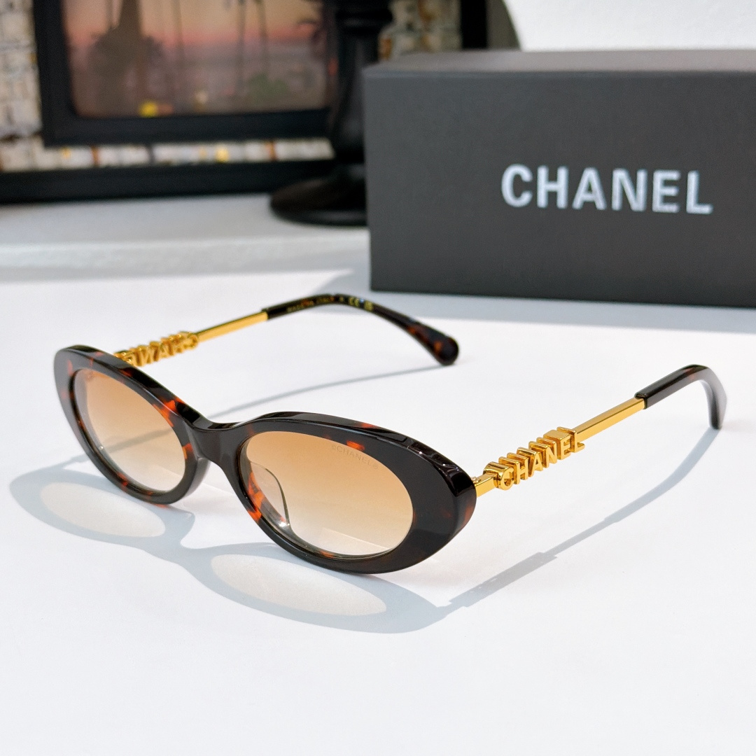 Chanel Lettering Logo Oval Frame Sunglasses Top Quality - KAIROO