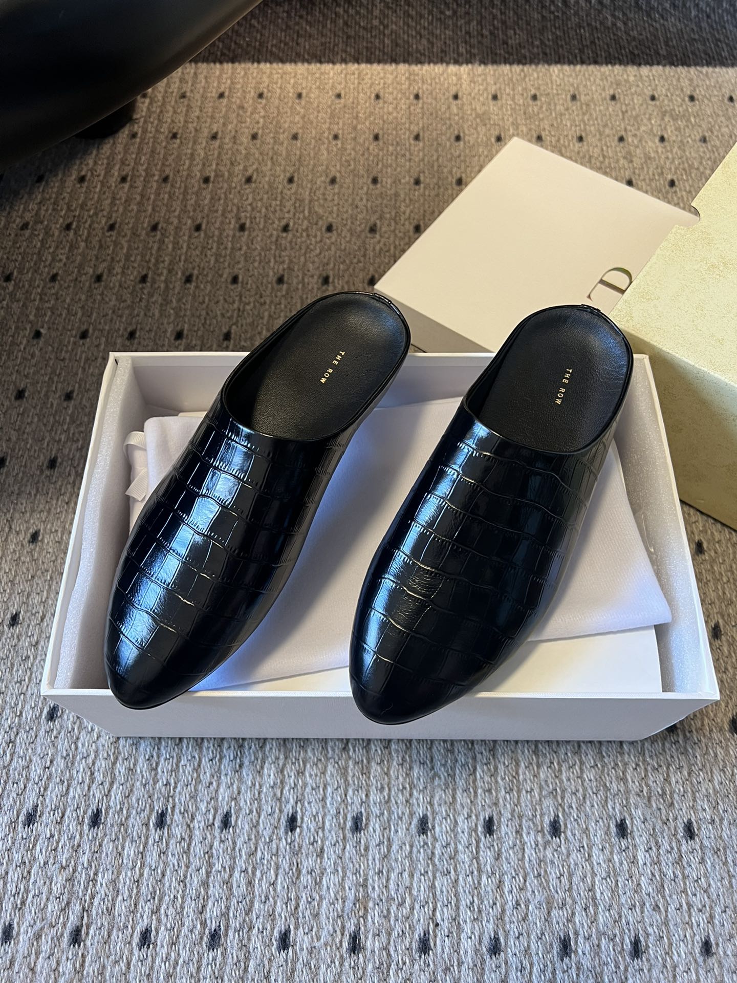 The Row Crocodile Calfskin Mule