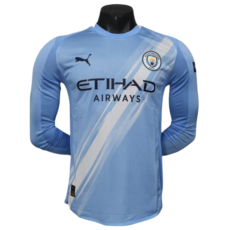Manchester City Soccer Shirt Home Shirt player version Long Sleeve  2025-26