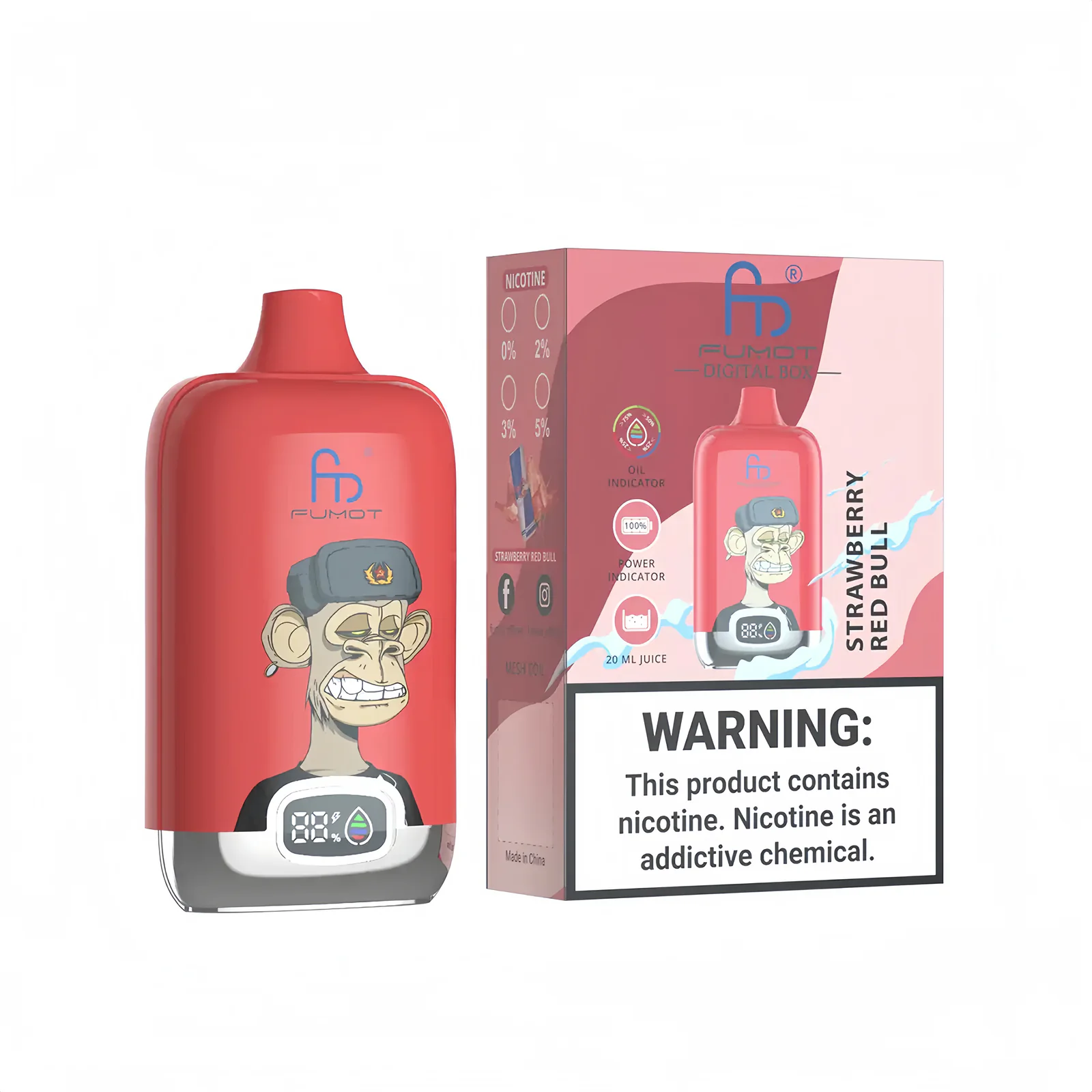 FUMOT Digital Box 12K Disposable Vape – Strawberry Red Bull - Vaba Vape-Shop