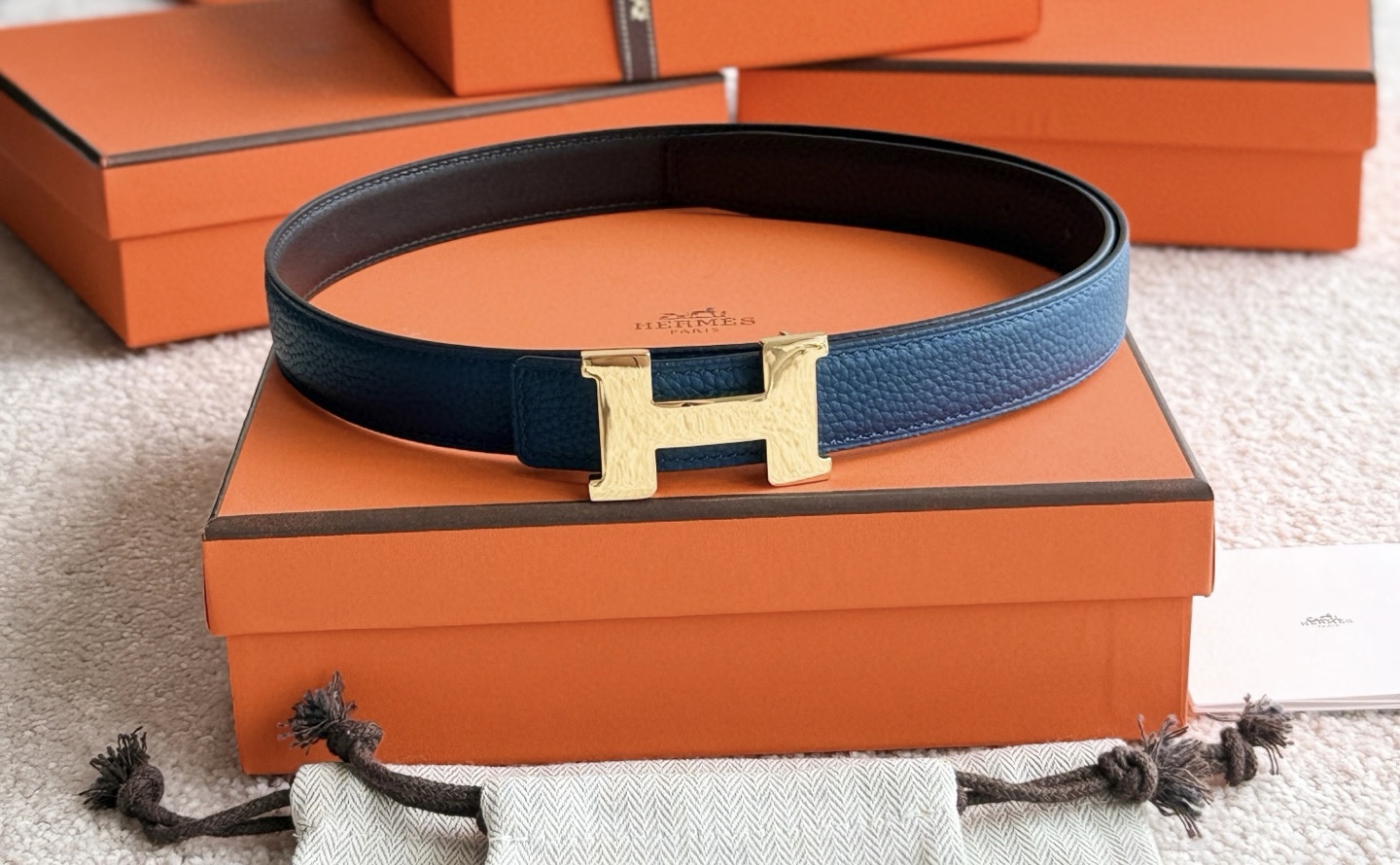 Hermes Mini Constance  Reversible Leather Belt 24mm