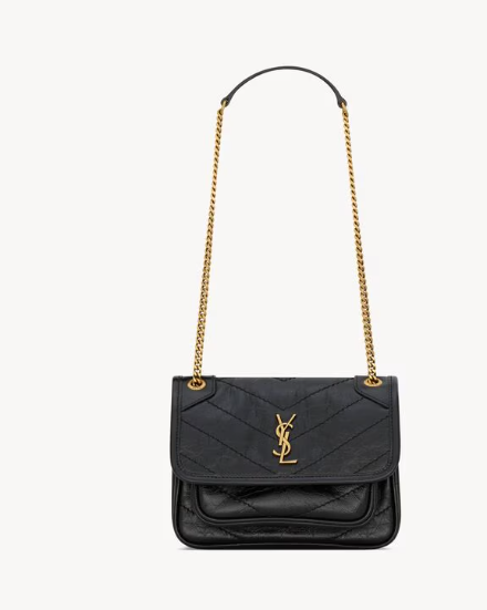Saint Laurent Black Vintage Leather Small Niki Bag