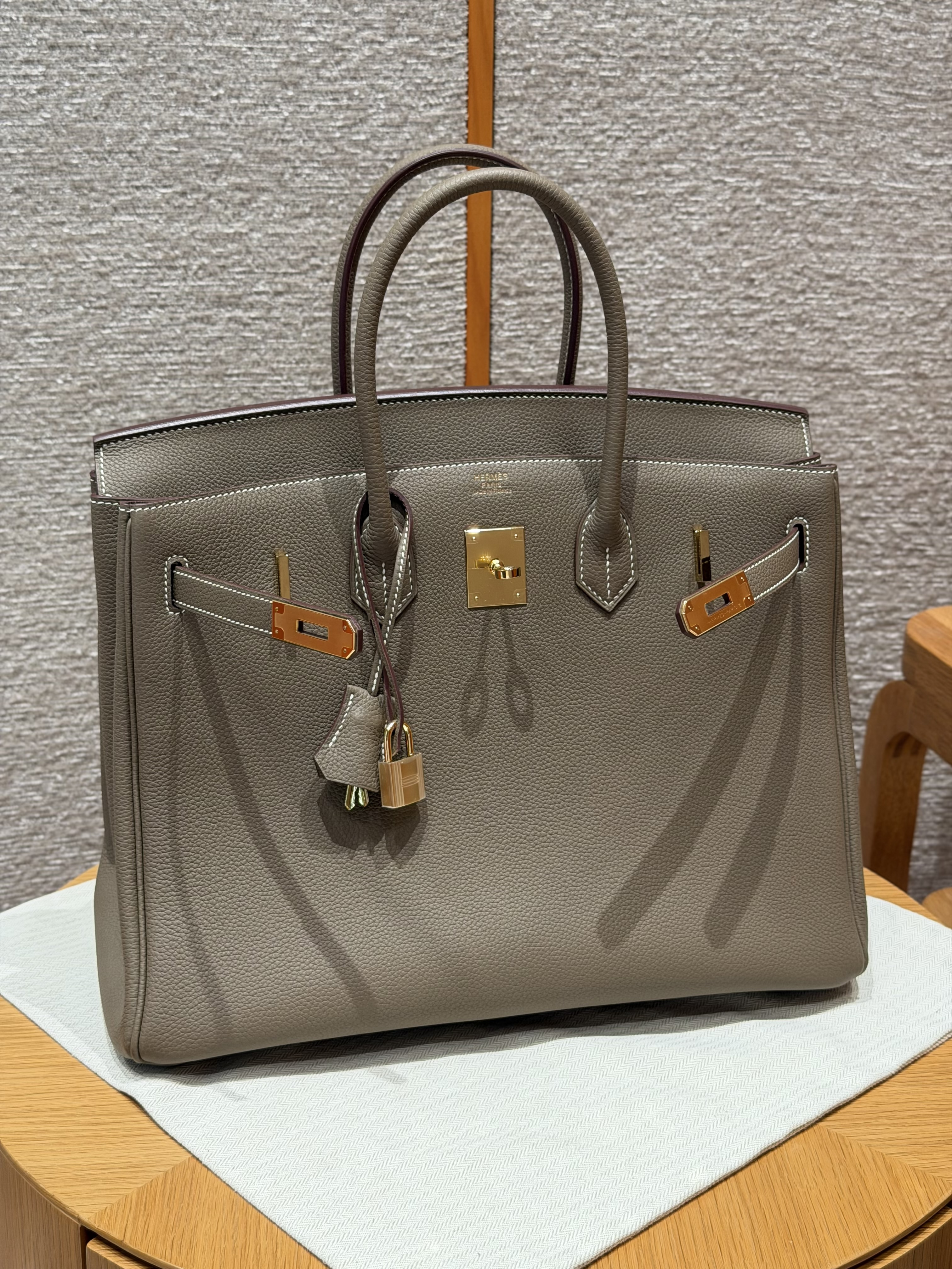 Hermes Etoupe Togo Birkin 35 Bag