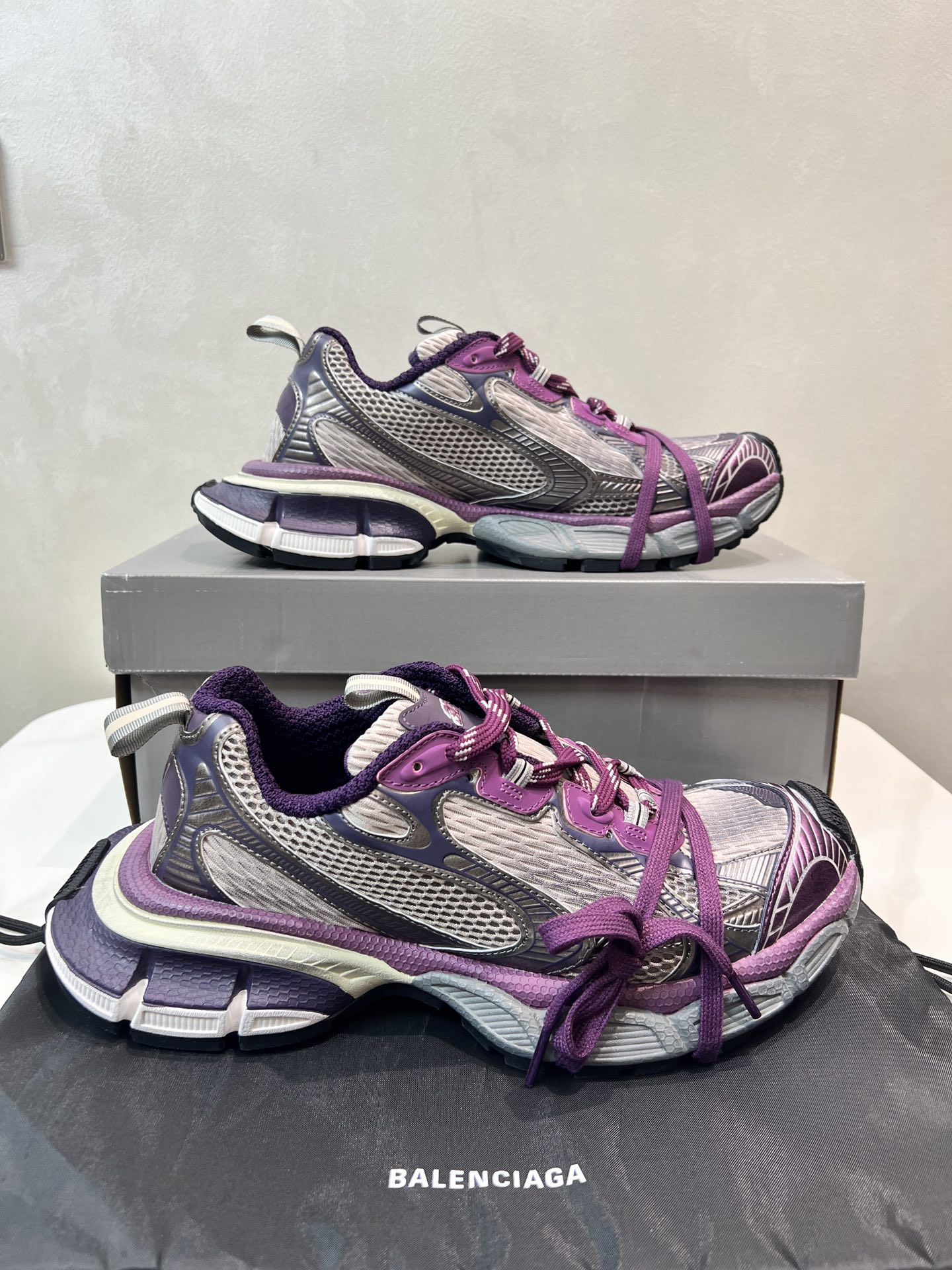 Balenciaga 3XL Purple Grape Mesh Polyurethane Wrapped Laces Oversized Chunky Sneakers - KAIROO