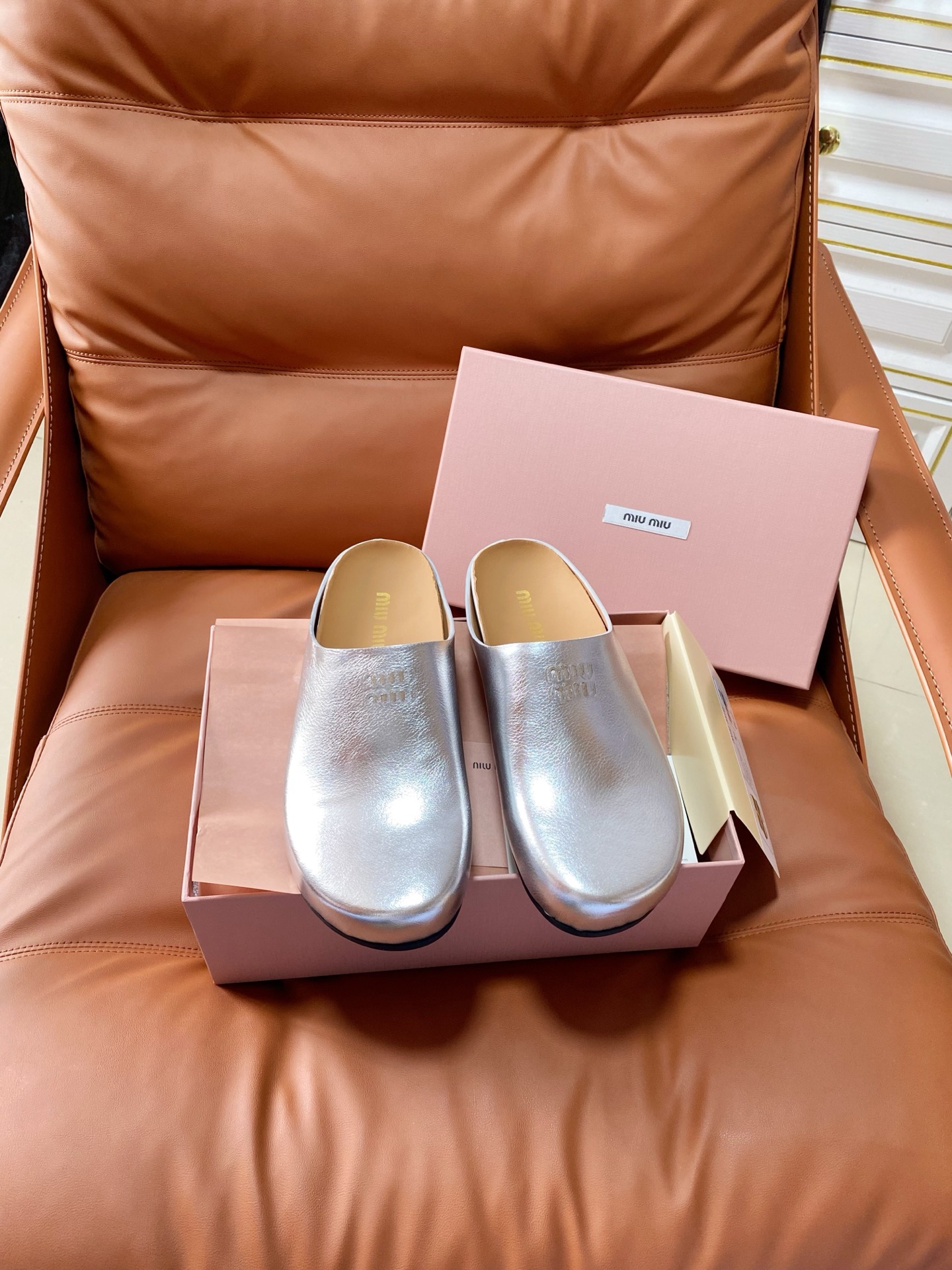 Miu Miu Bleached Leather Mule