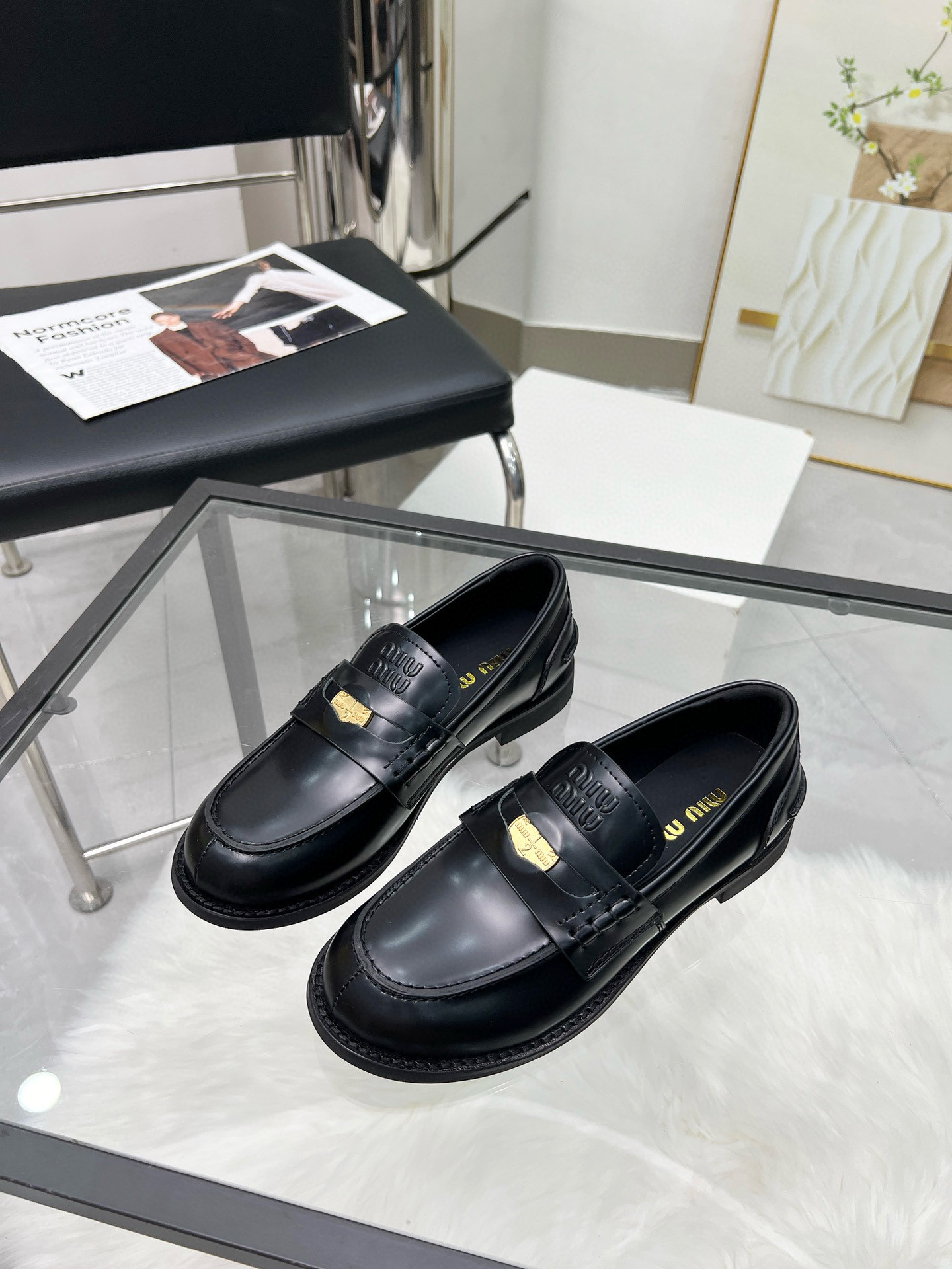 Miu Miu Leather Mocassins