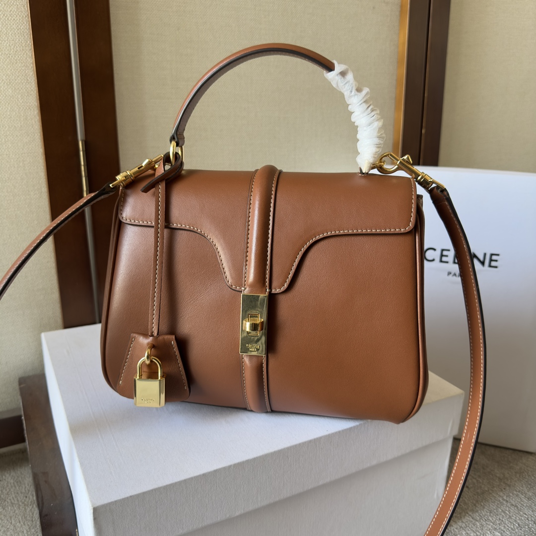 Celine 16 Small Bag  in Brown Calfskin