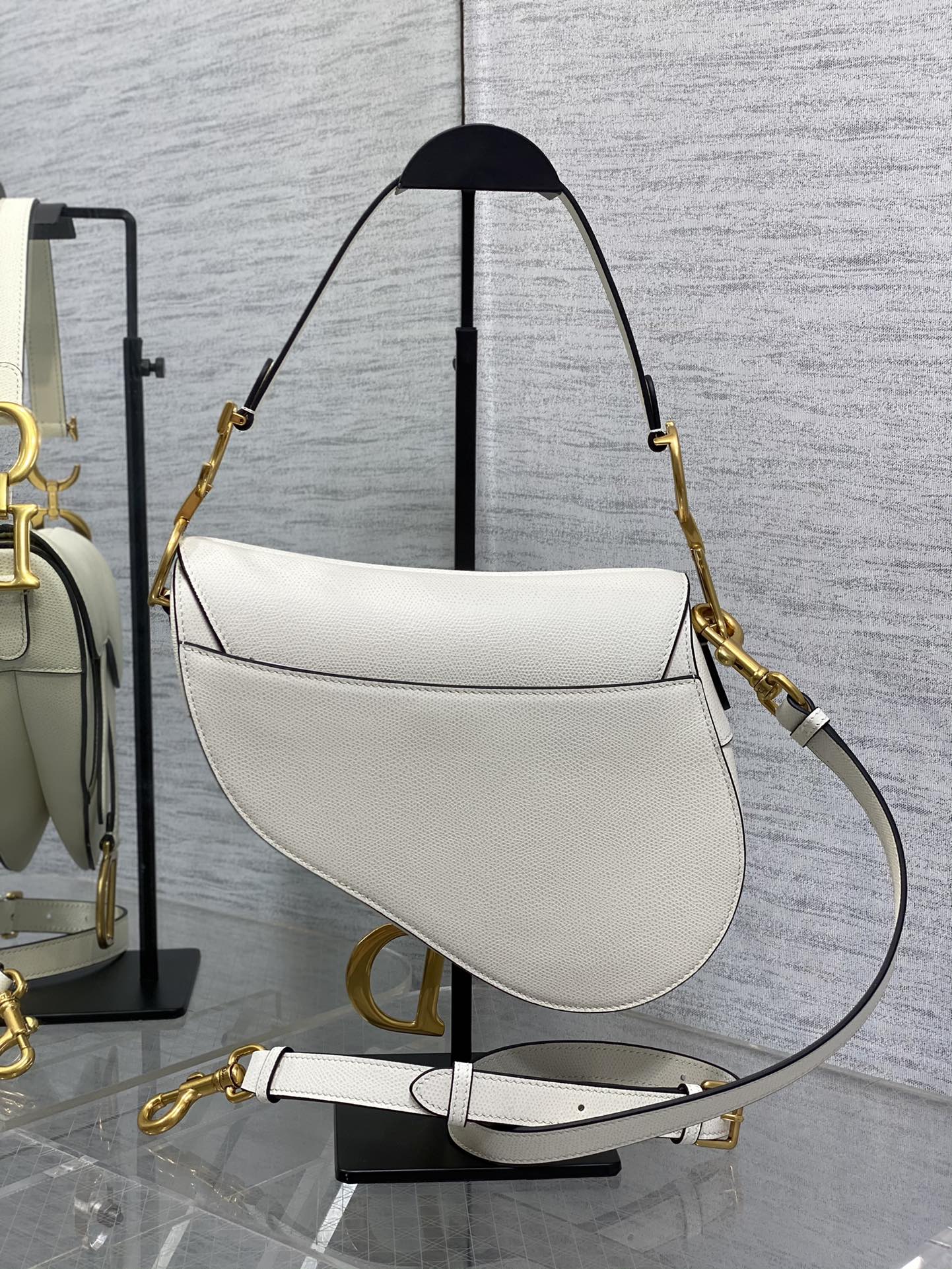 Dior Saddle Bag With Strap in White