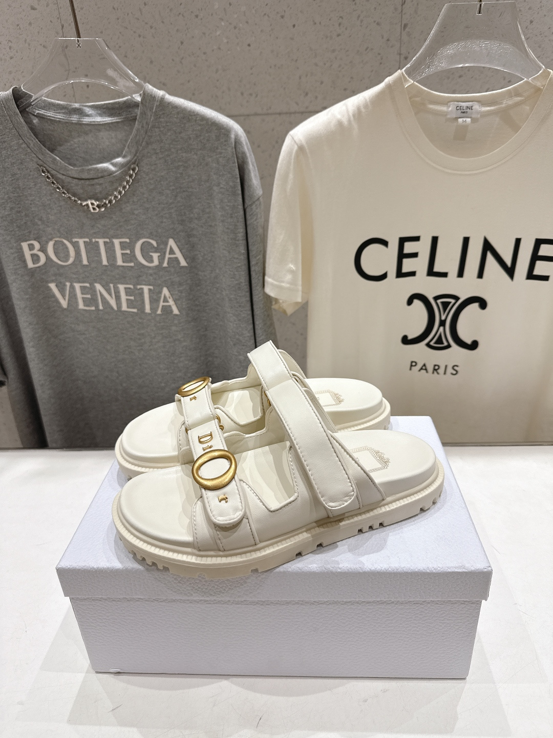 Dior F019 Leather Slide in White