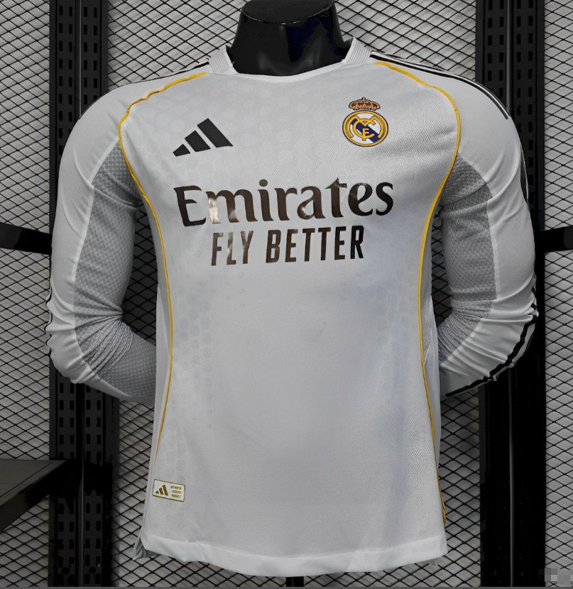 2025/26 Player Version Real Madrid Home Long Sleeves Jersey S-3XL
