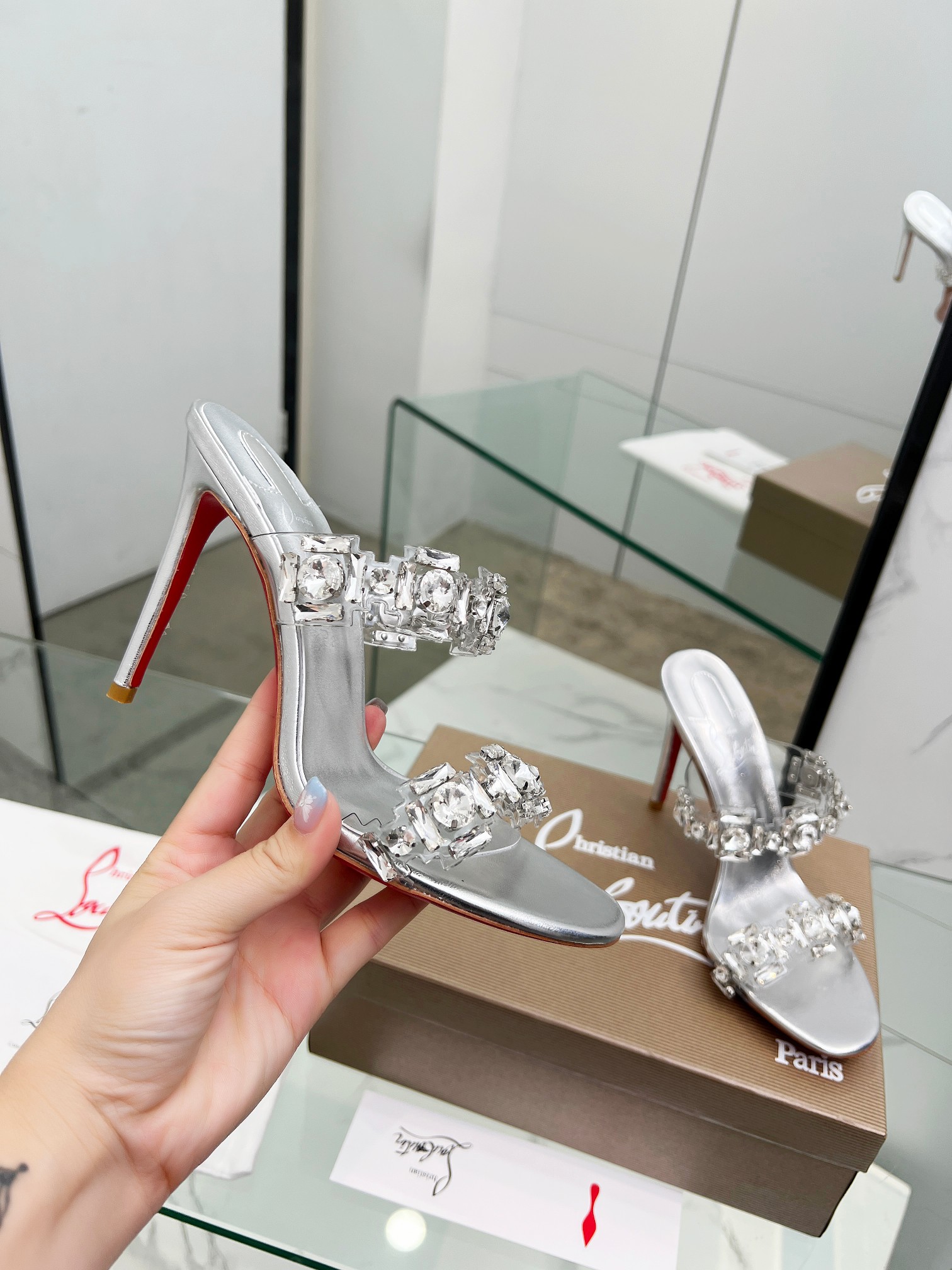 Christian Louboutin Crystals Heeled Slides