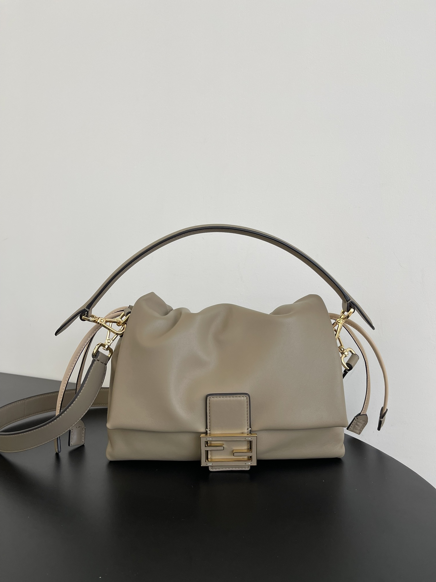 Fendi Medium Baguette Soft Bag in Nappa leather- Light grey