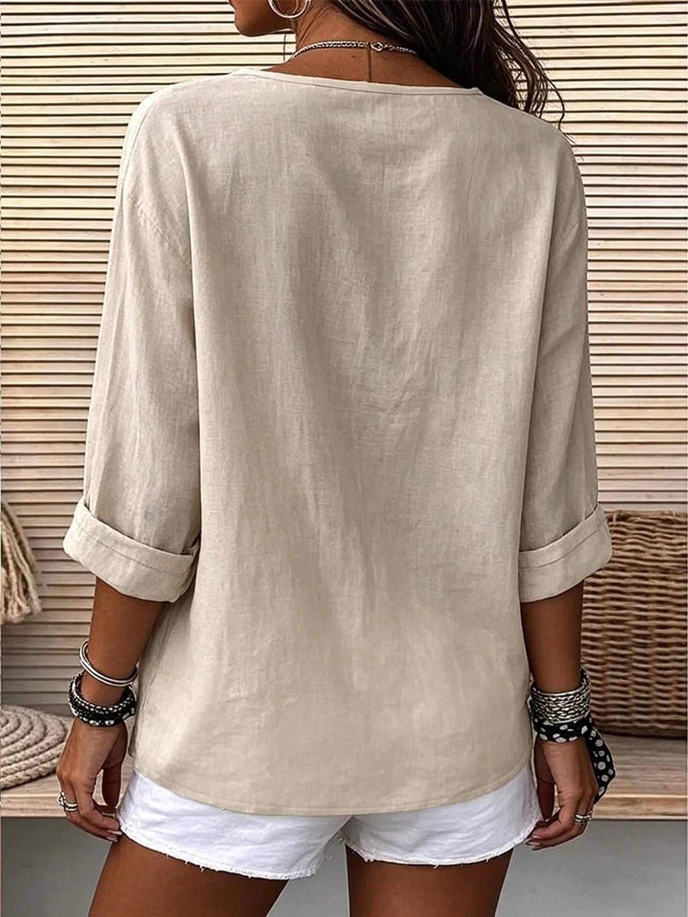 Women's Smooth Woven Minimal Casual Summer Blouse