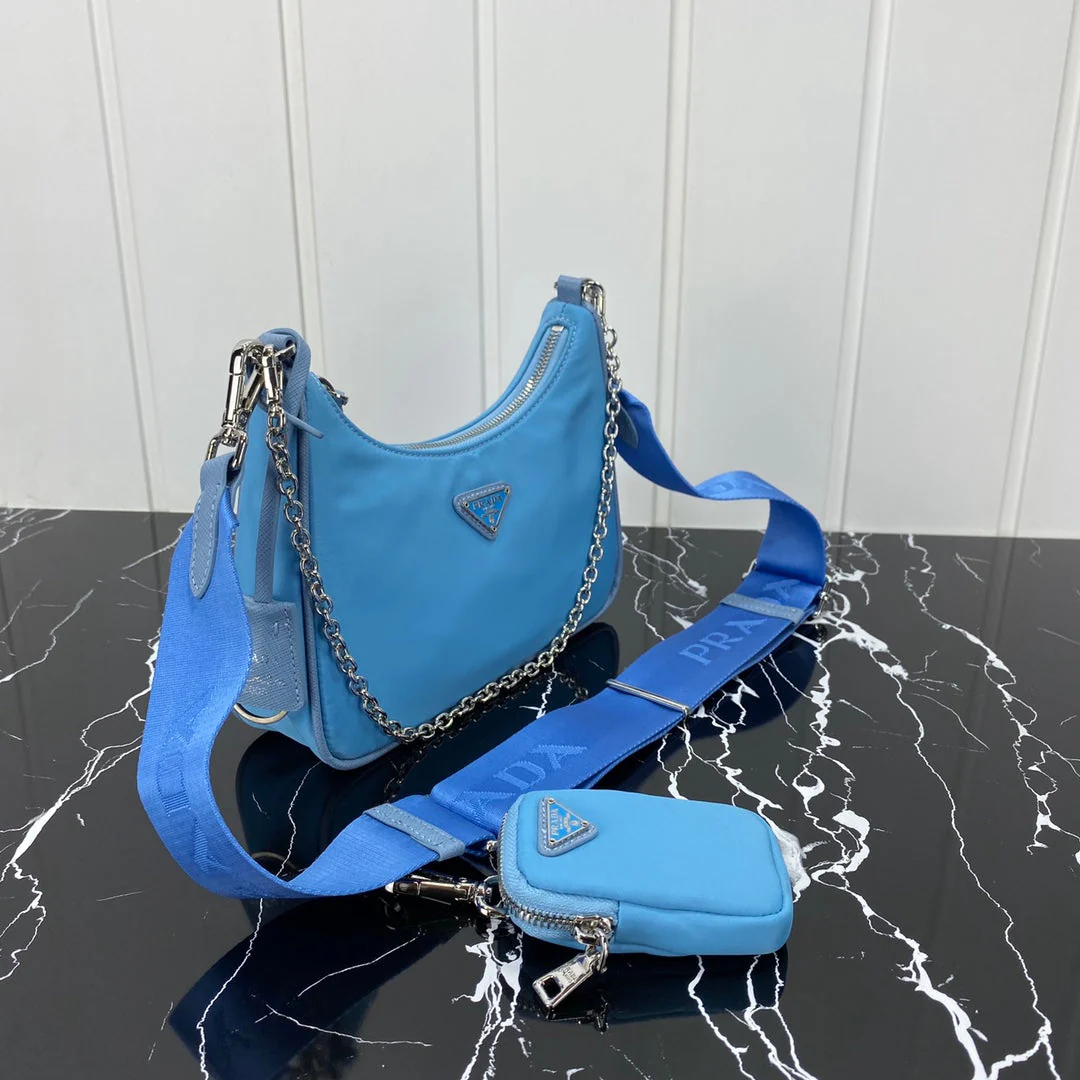Prada HOBO 22 BAG IN SAPPHIRE BLUE RE-NYLON