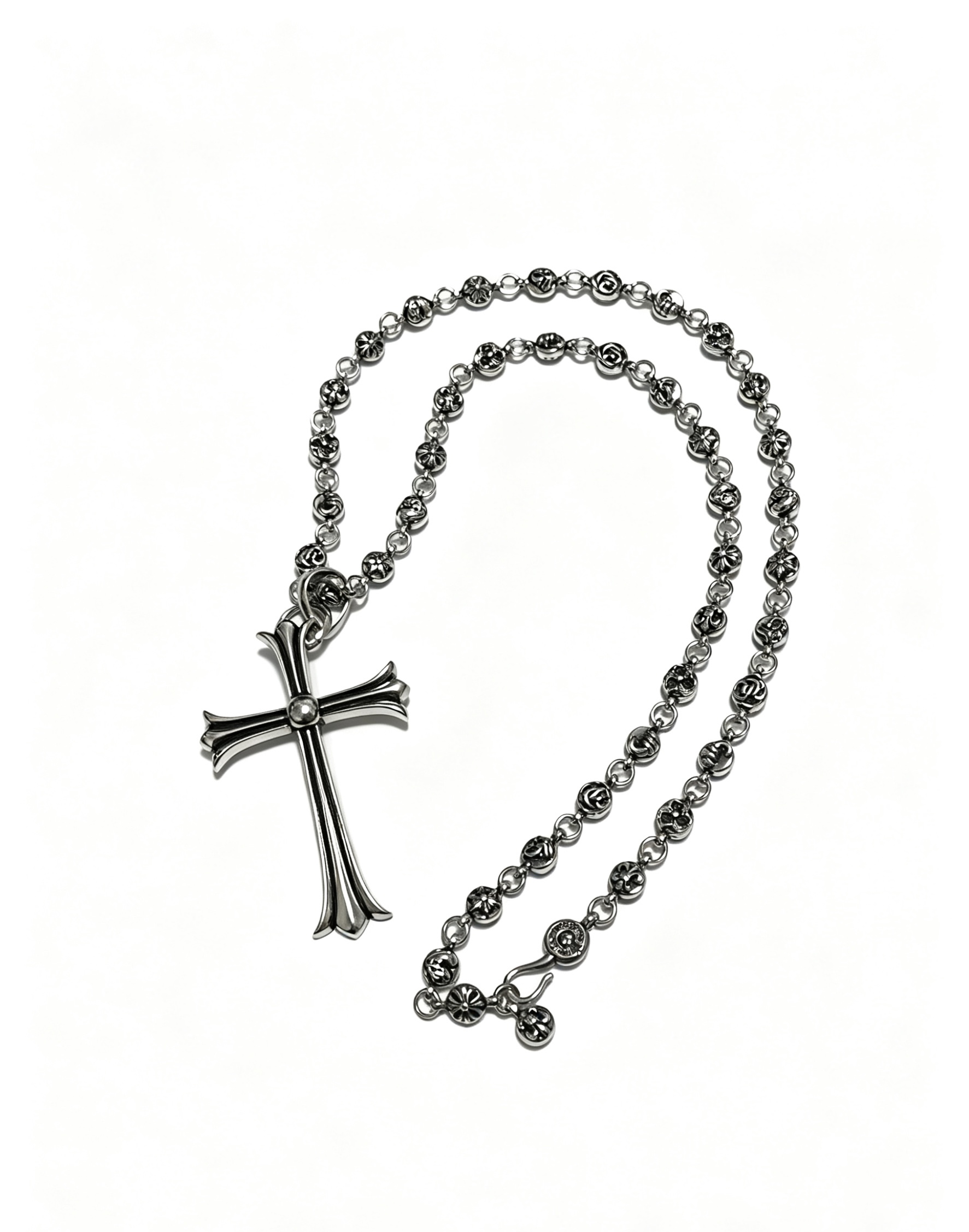 Chrome Hearts Oxidized Silver Unisex Necklace 60cm