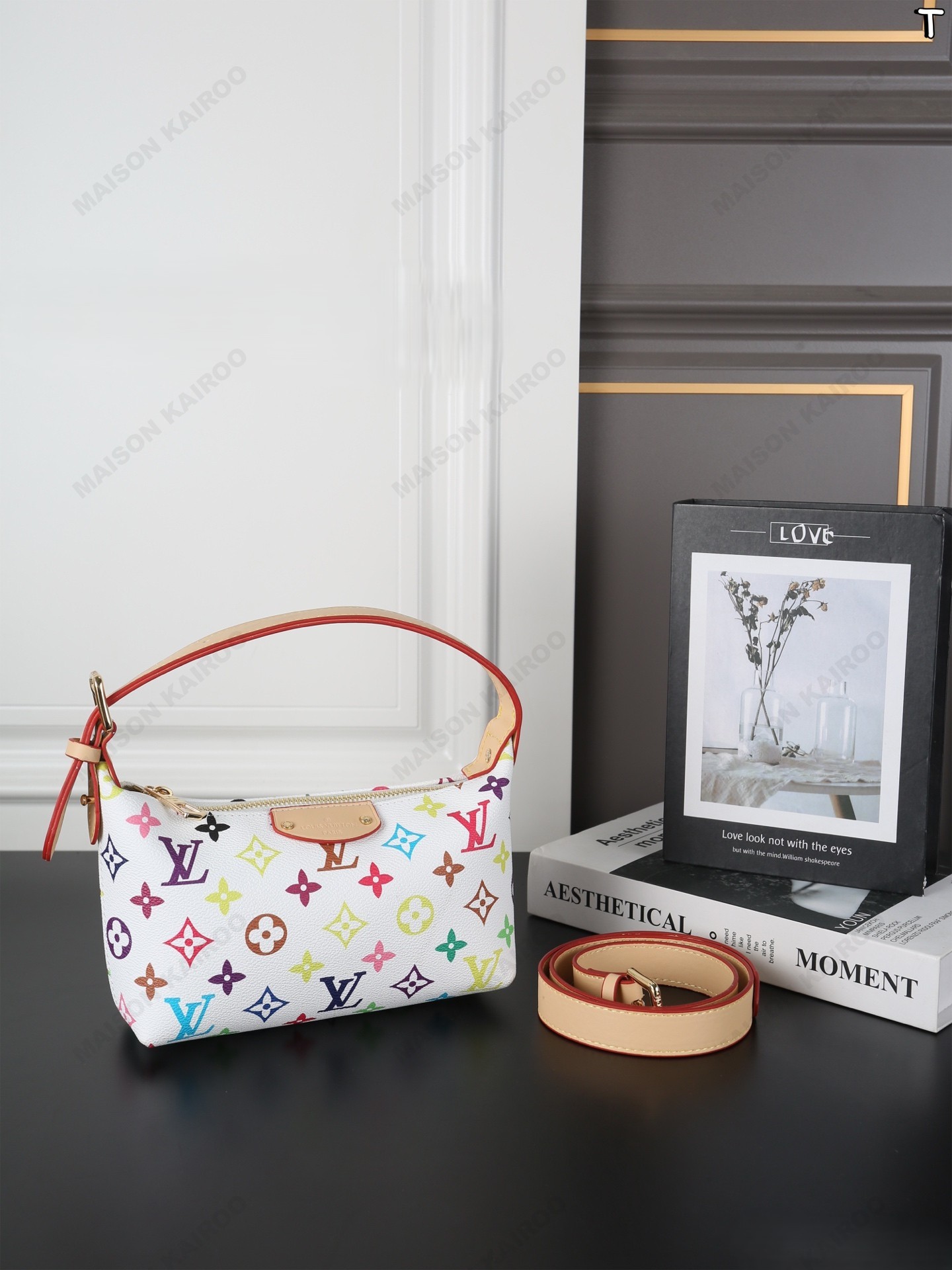 Louis Vuitton LV x TM Remix Pochette Hills White Multicolor Monogram Hobo Lunch Box Shoulder Bag - KAIROO