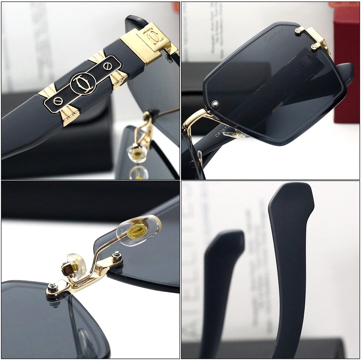 Cartier Screw Motif Metal Rimless Oversized Sunglasses Top quality - KAIROO