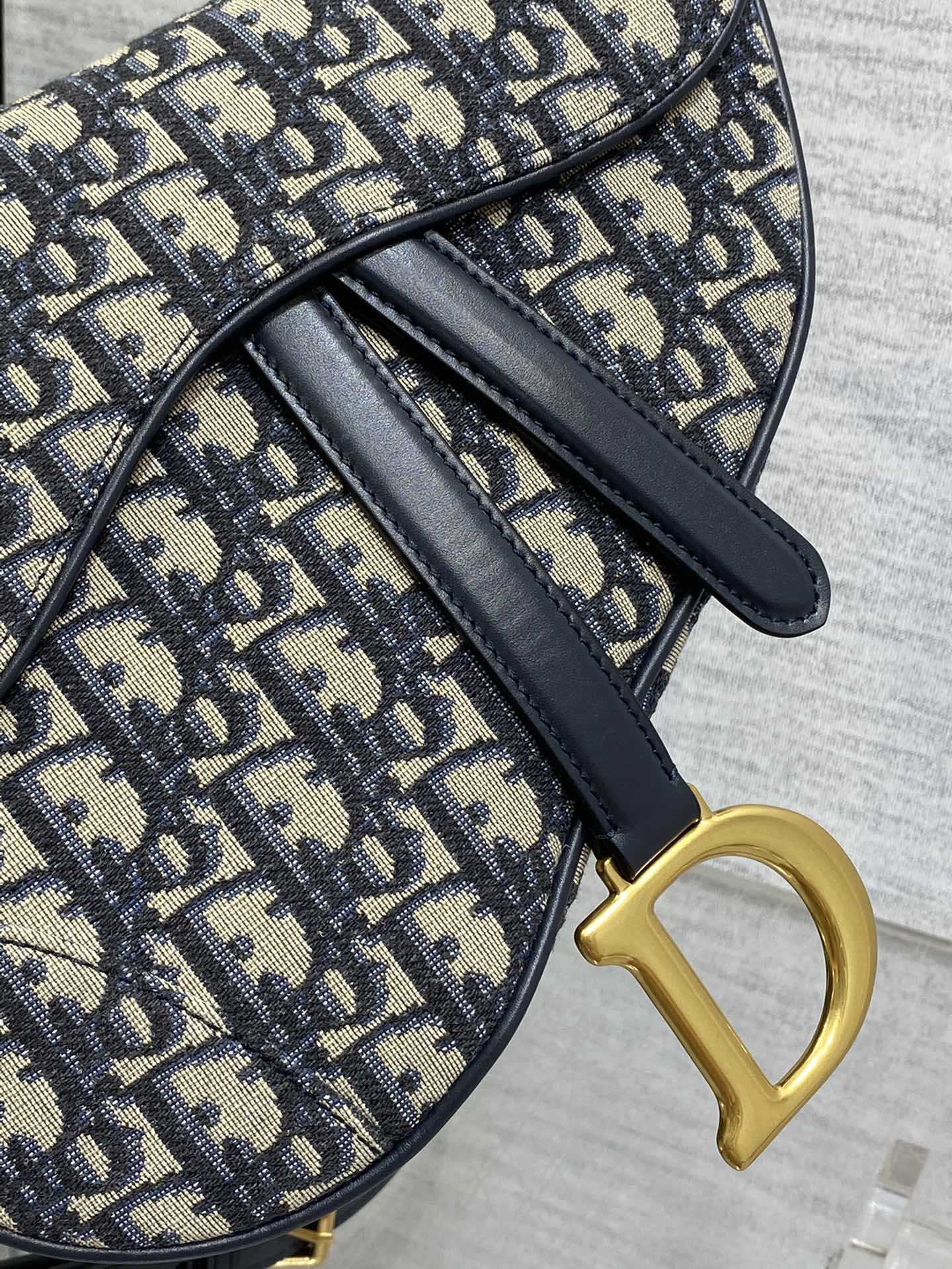 Dior Saddle Bag With Strap in Blue Oblique