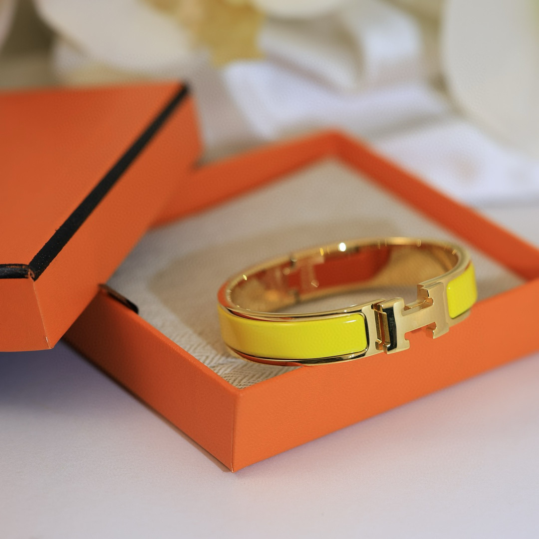 Hermes Yellow Clic H Enamel Bracelet