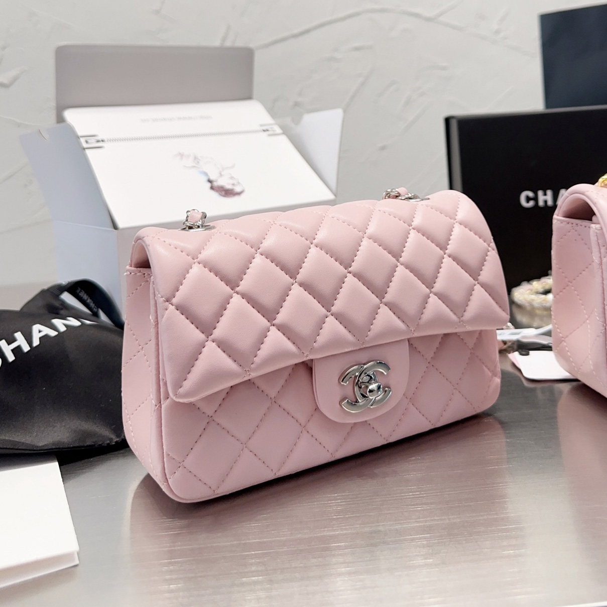 Chanel Classic Pink Flag Bag Small 20cm- Lambskin