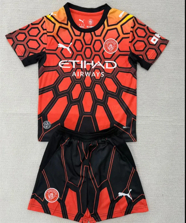 Kids Manchester City Home Goalkeeper Jersey Suit 26/27