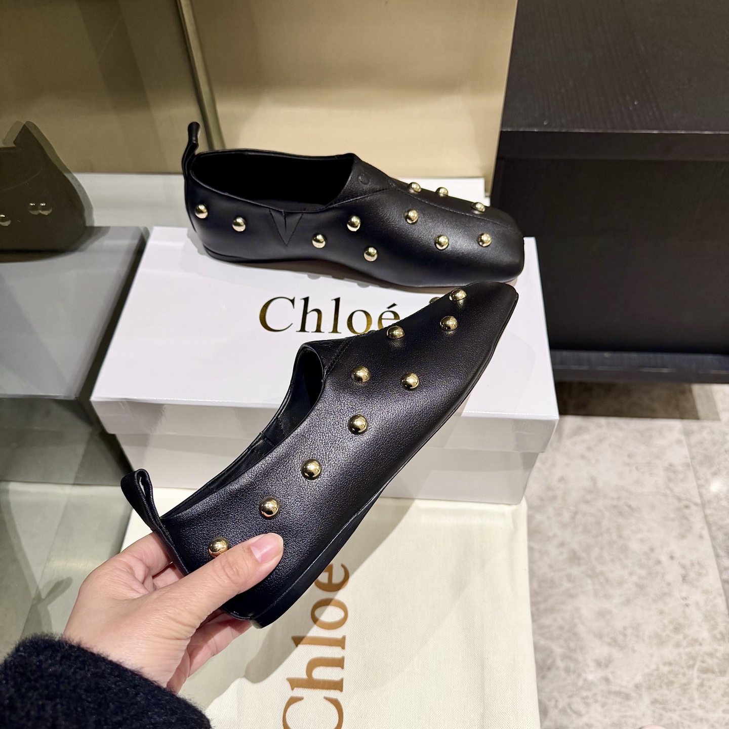 Chloe Studded Leather Ballet flat