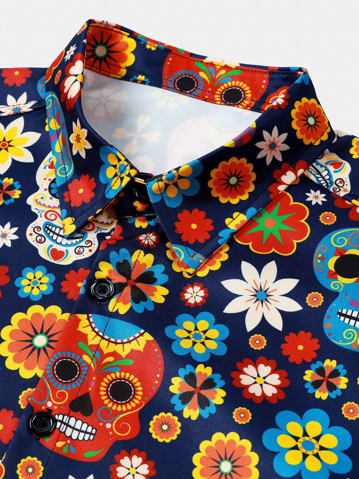 Men's Sugar Skull Punk Rock Beach Vacation Short Sleeve Shirt