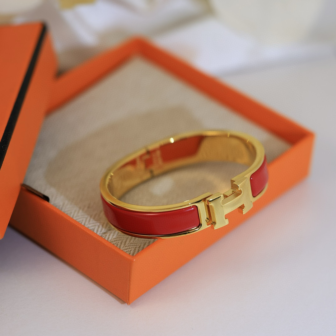 Hermes Red Clic H Enamel Bracelet