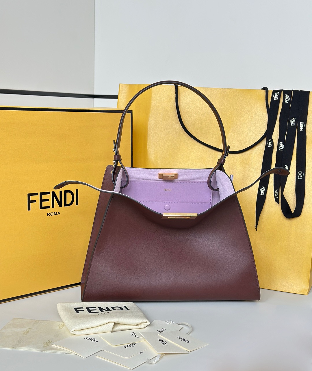Fendi Medium Fendi Way Leather Bag-Dark brown