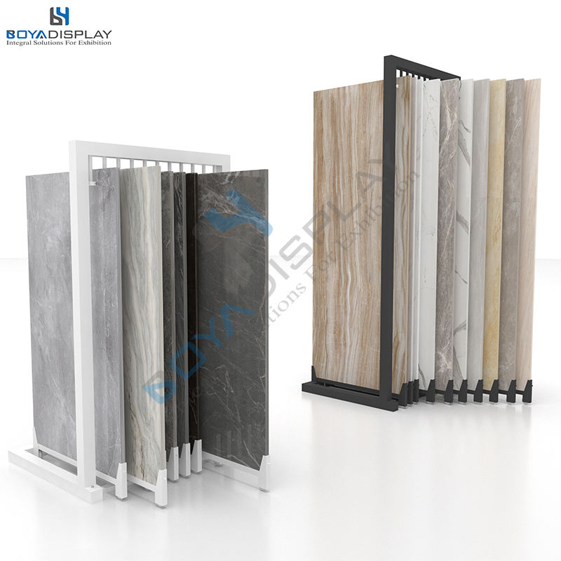 Factory Direct Sale Custom Size Metal Small Sliding Ceramic Tile Display Rack for 24*24 Inch Tile Showroom